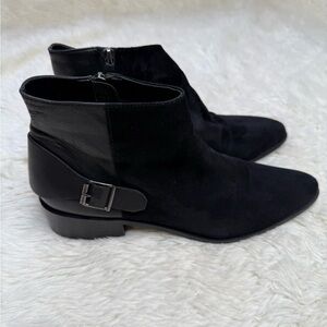 Mango Black Buckle Ankle Boots Bootie Chelsea Goth Pointed Toe Touch Size 9